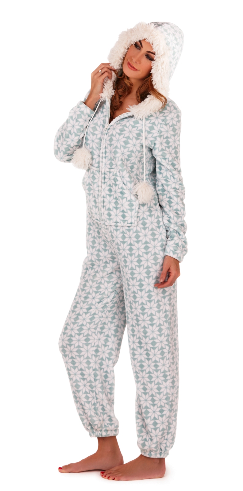 Womens Luxury Onesie Hooded All In one Pyjamas Pjs Jumpsuit Ladies Size